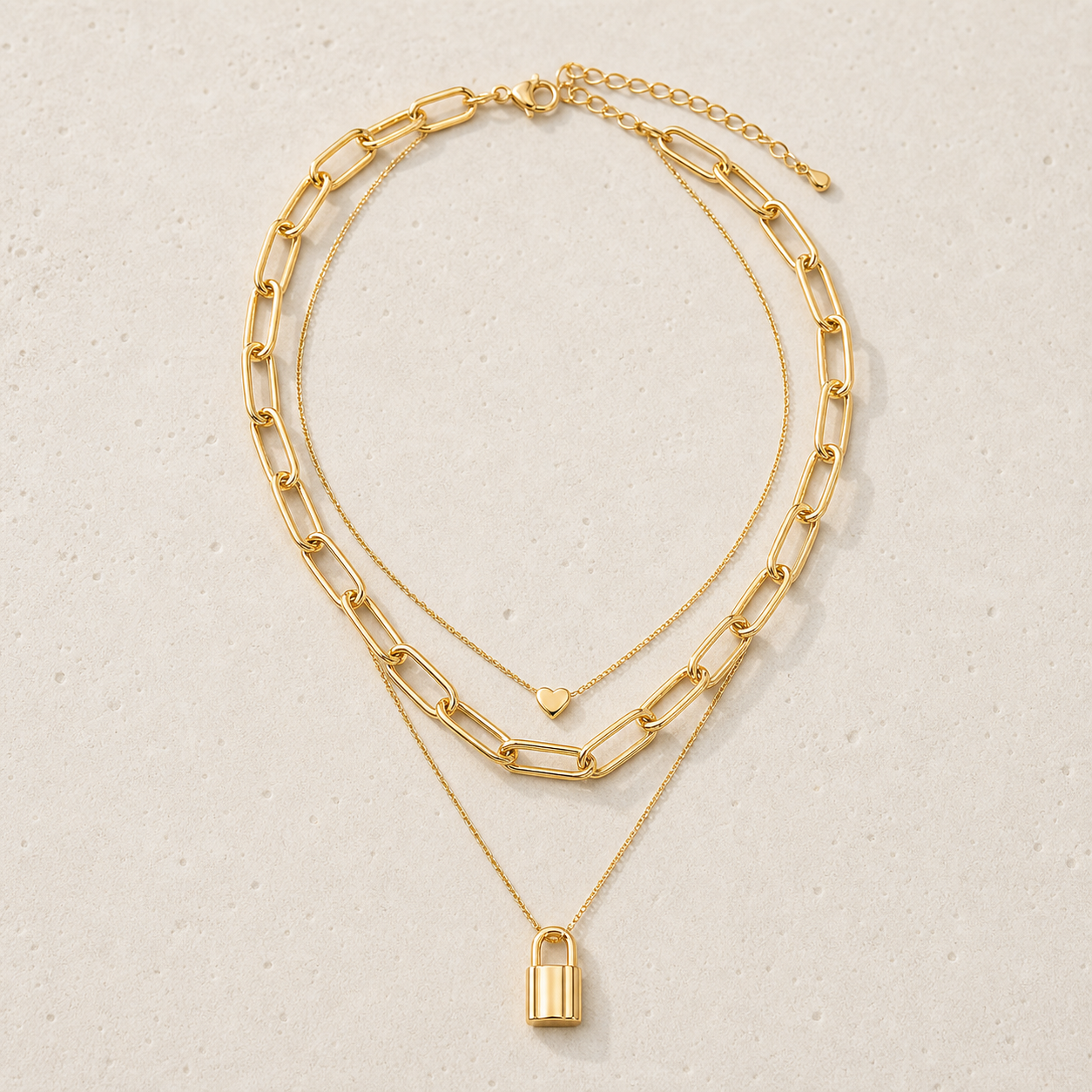 Lock & Heart Layered Choker