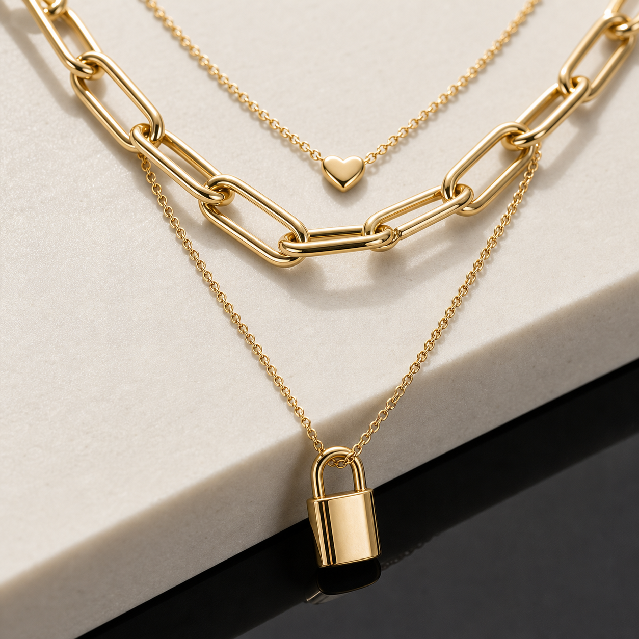 Lock & Heart Layered Choker - 图片 5